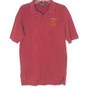 USC College Sports Athletic Red Polo Tee Shirt L